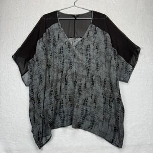 Eileen Fisher Silk Kimono Top‎ Snakeskin Print Sheer Overlay 3X